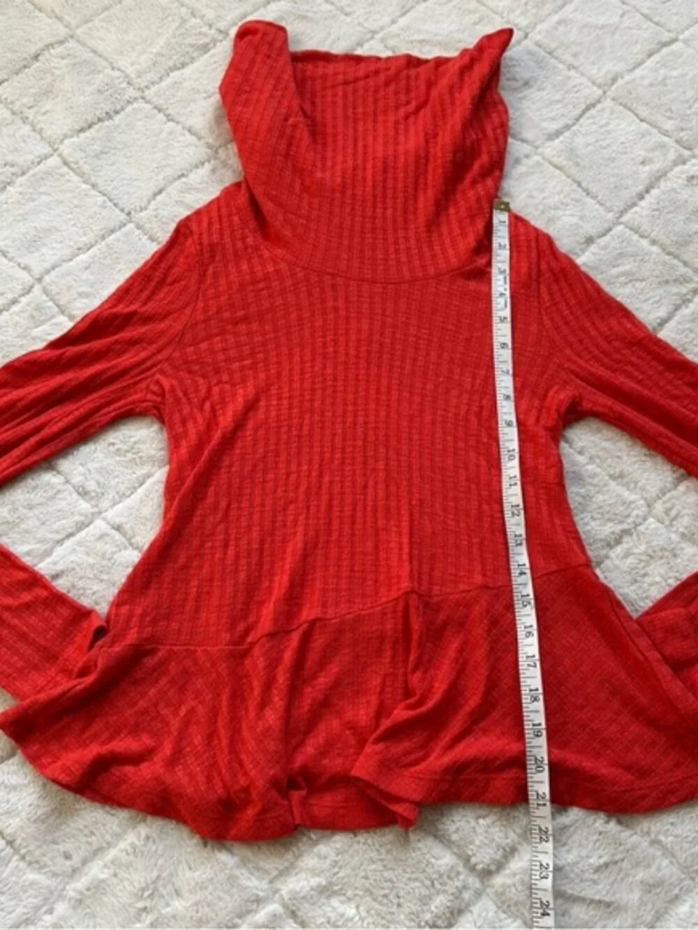 Anthropologie X Maeve | Winterscape Peplum tangerine top | Size Extra Small